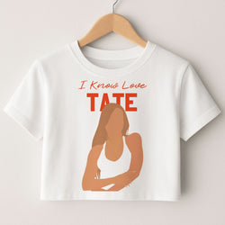 I Know Love Pattern Crop Top