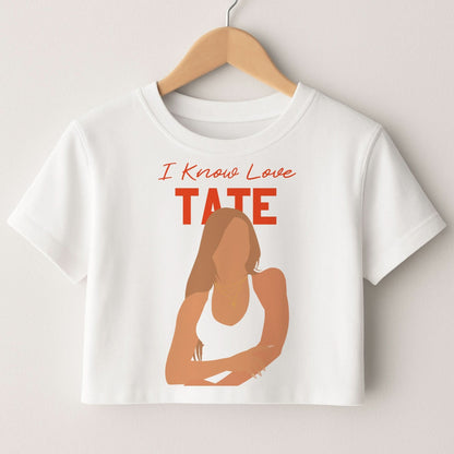 I Know Love Pattern Crop Top
