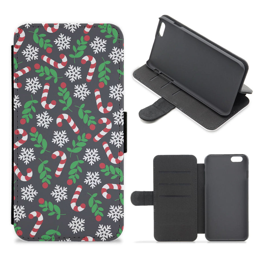 Snow Black Pattern Flip / Wallet Phone Case