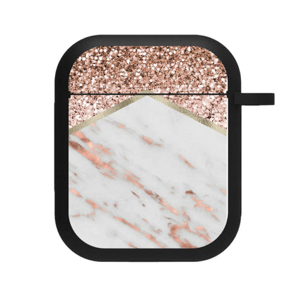 Rose Gold Marble & Glitter AirPods Case