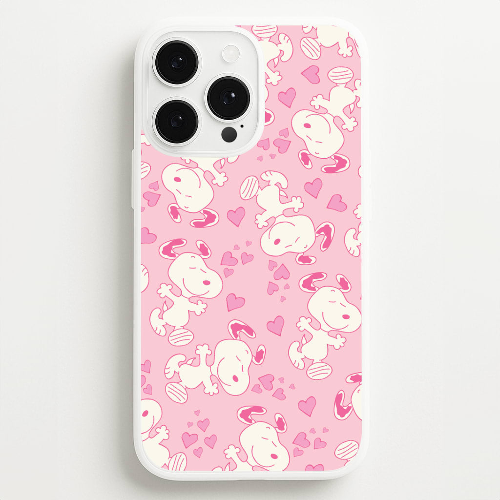 Cartoon Beagle Valentine Hearts Pattern iPhone 13 Pro Case