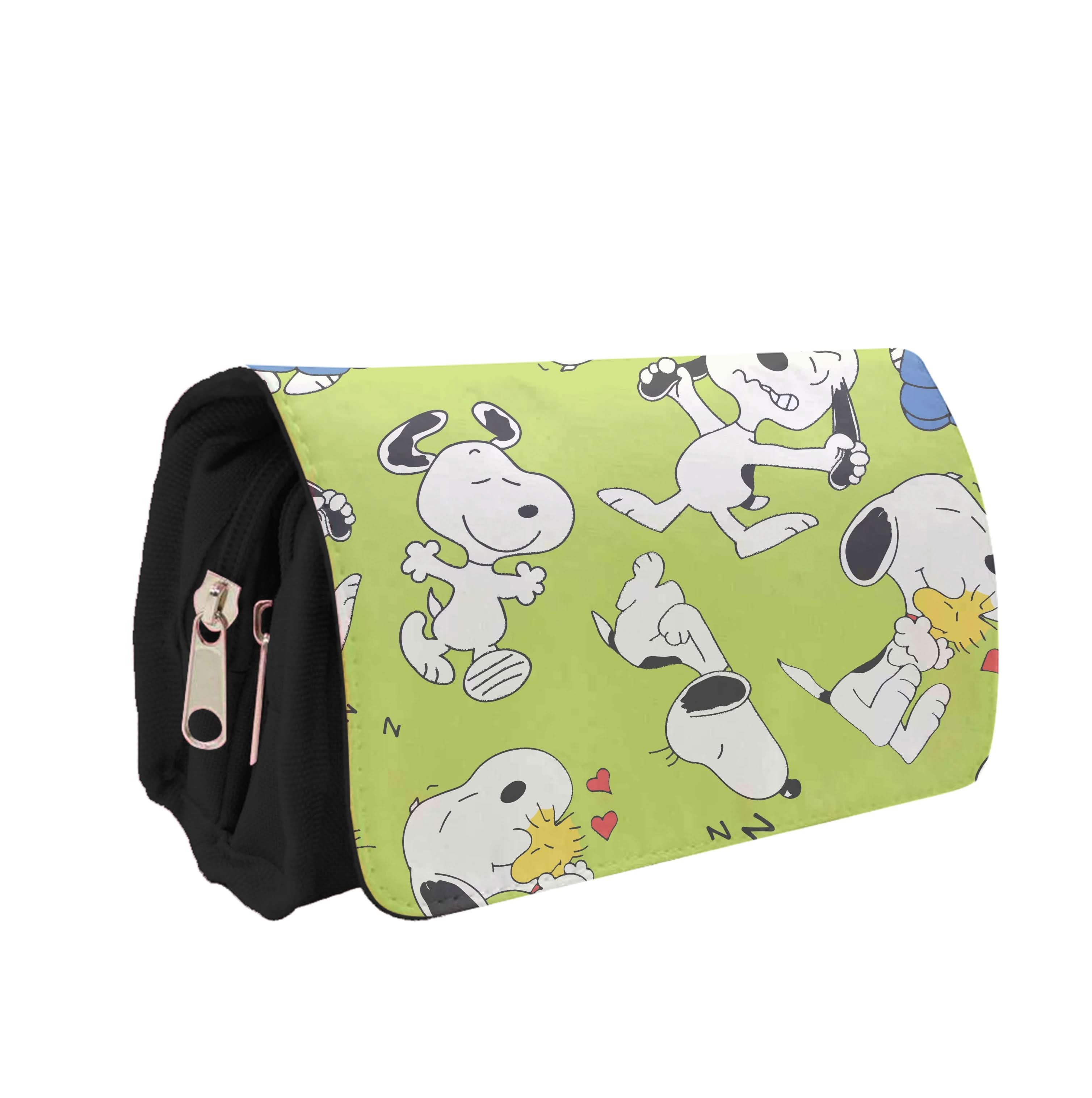 Lime Green Cartoon Beagle Pattern Pencil Case