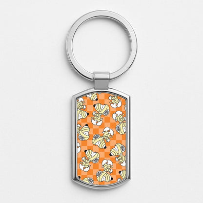 Mummy Cartoon Beagle Pattern Silver Metal Keyring