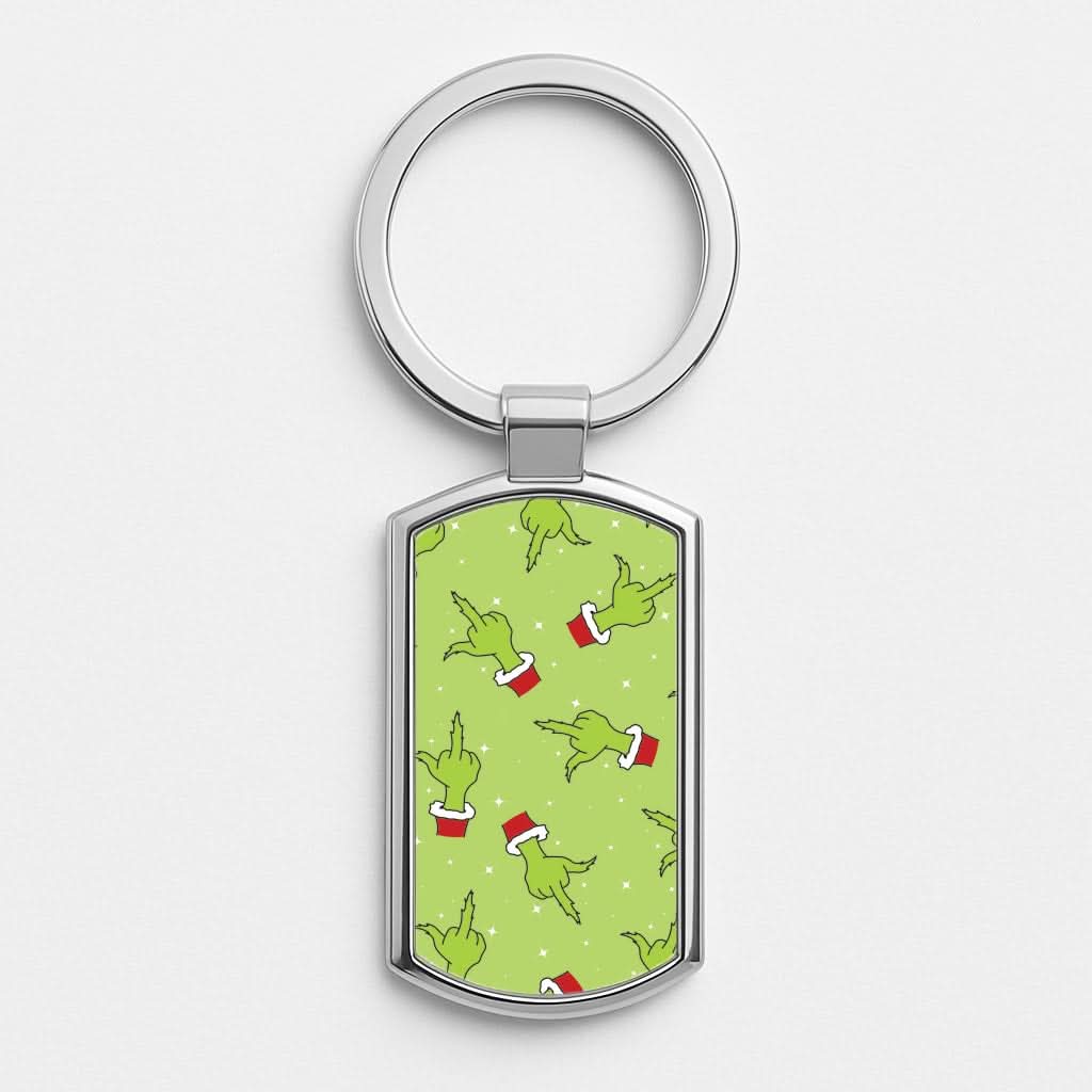 Green Middle Finger Christmas Pattern Luxury Keyring