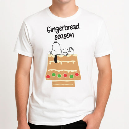 Cartoon Beagle Gingerbread House Mens T-Shirt