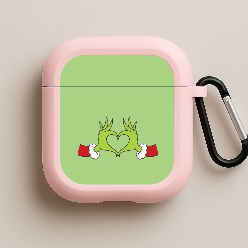 Christmas Green Heart Pink AirPods Case