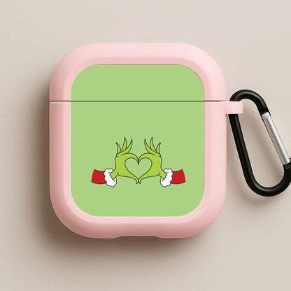 Christmas Green Heart Pink AirPods Case