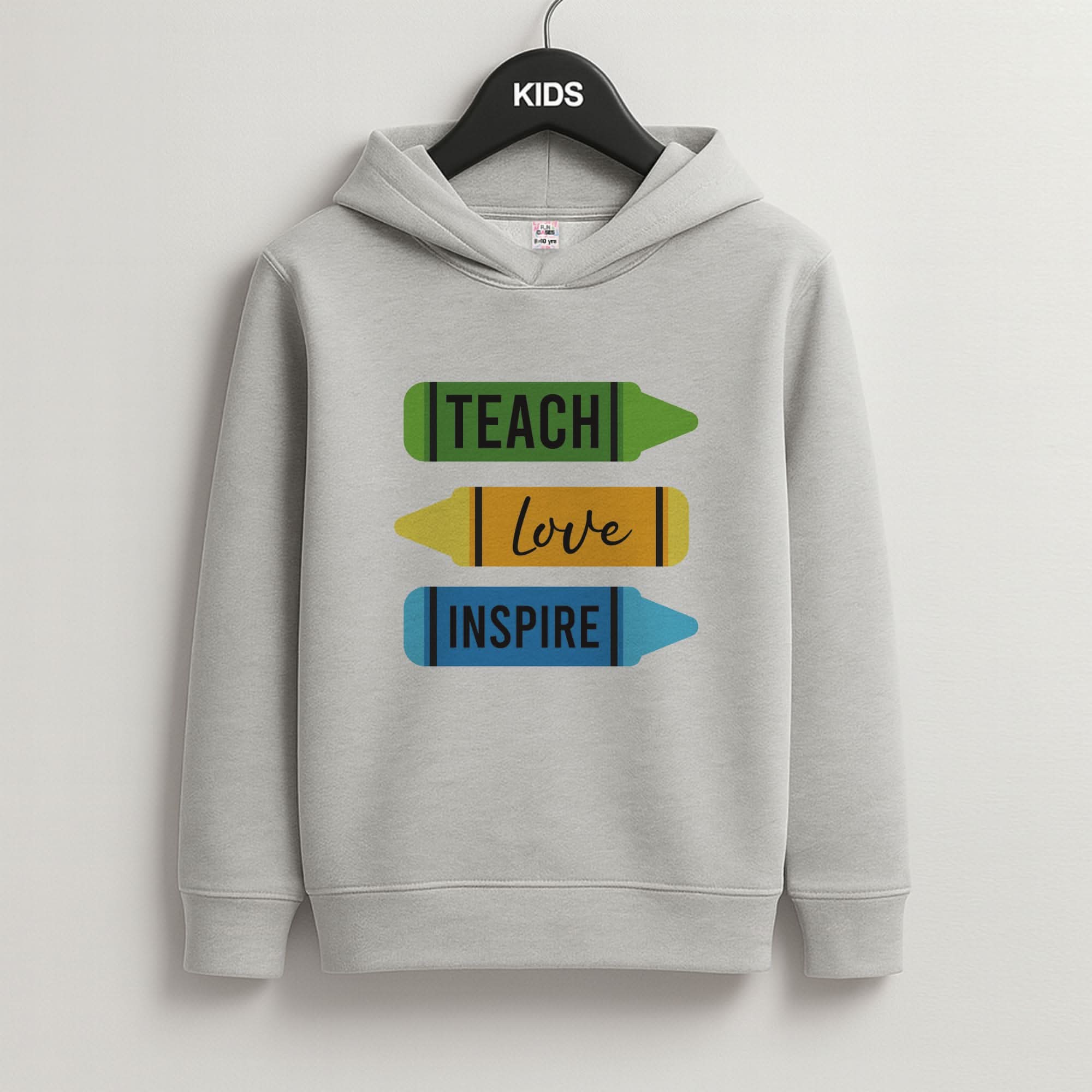 Teach, Love, Inspire Grey Kids Hoodie