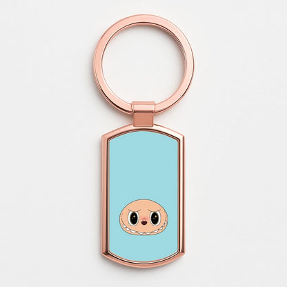 Cute Blue Monster Face Rose Gold Keyring