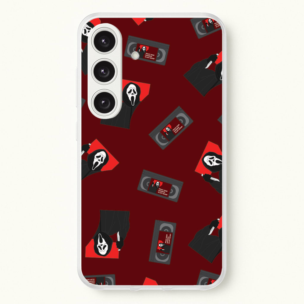 VHS & Ghostface Pattern Galaxy S24FE Case