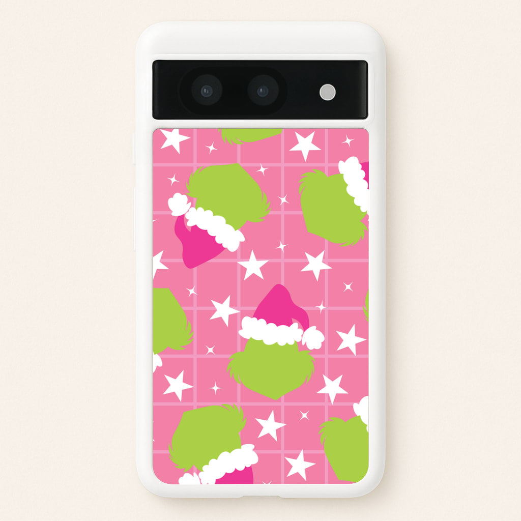 Pink Green Creature Xmas Pattern Google Pixel 8a Case