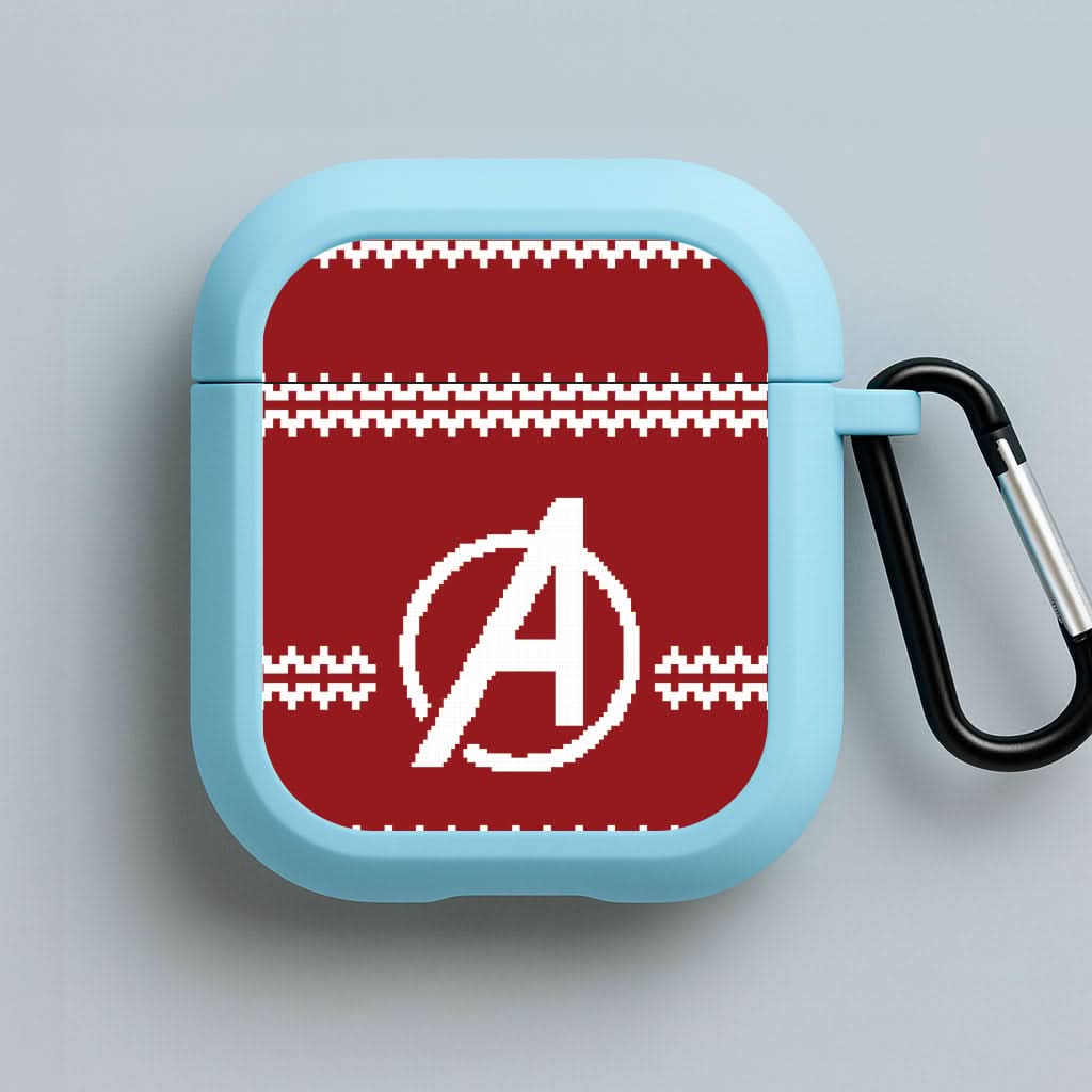 Superhero Team Red Christmas Jumper  Blue AirPods Case