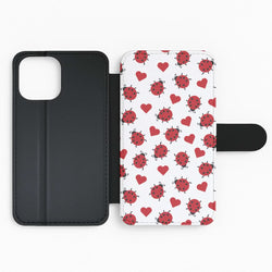 Ladybugs And Hearts Pattern Flip Phone Case