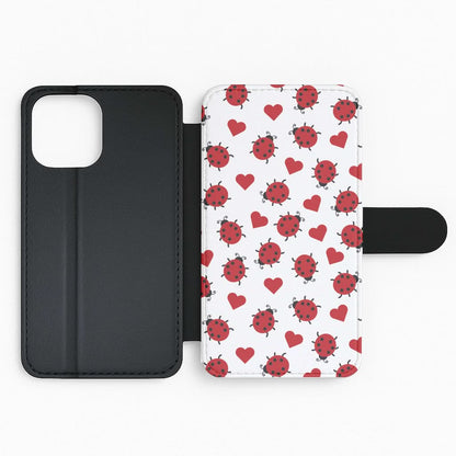 Ladybugs And Hearts Pattern Flip Phone Case