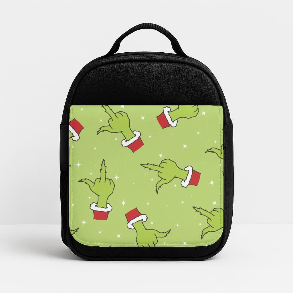 Green Middle Finger Christmas Pattern Lunchbox
