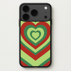 Red And Green Trippy Heart Christmas Pattern iPhone 17 Pro Max Case
