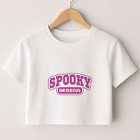 Spooky Season Varsity Crop top