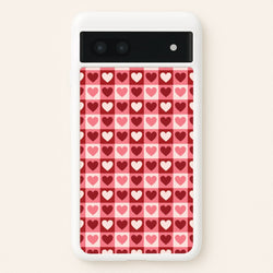 Pink Tartan Love Hearts Pattern Google Pixel 6a Case