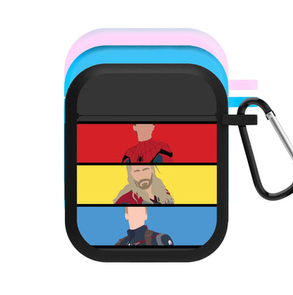Superhero Team Red, Yellow And Blue AirPods Case