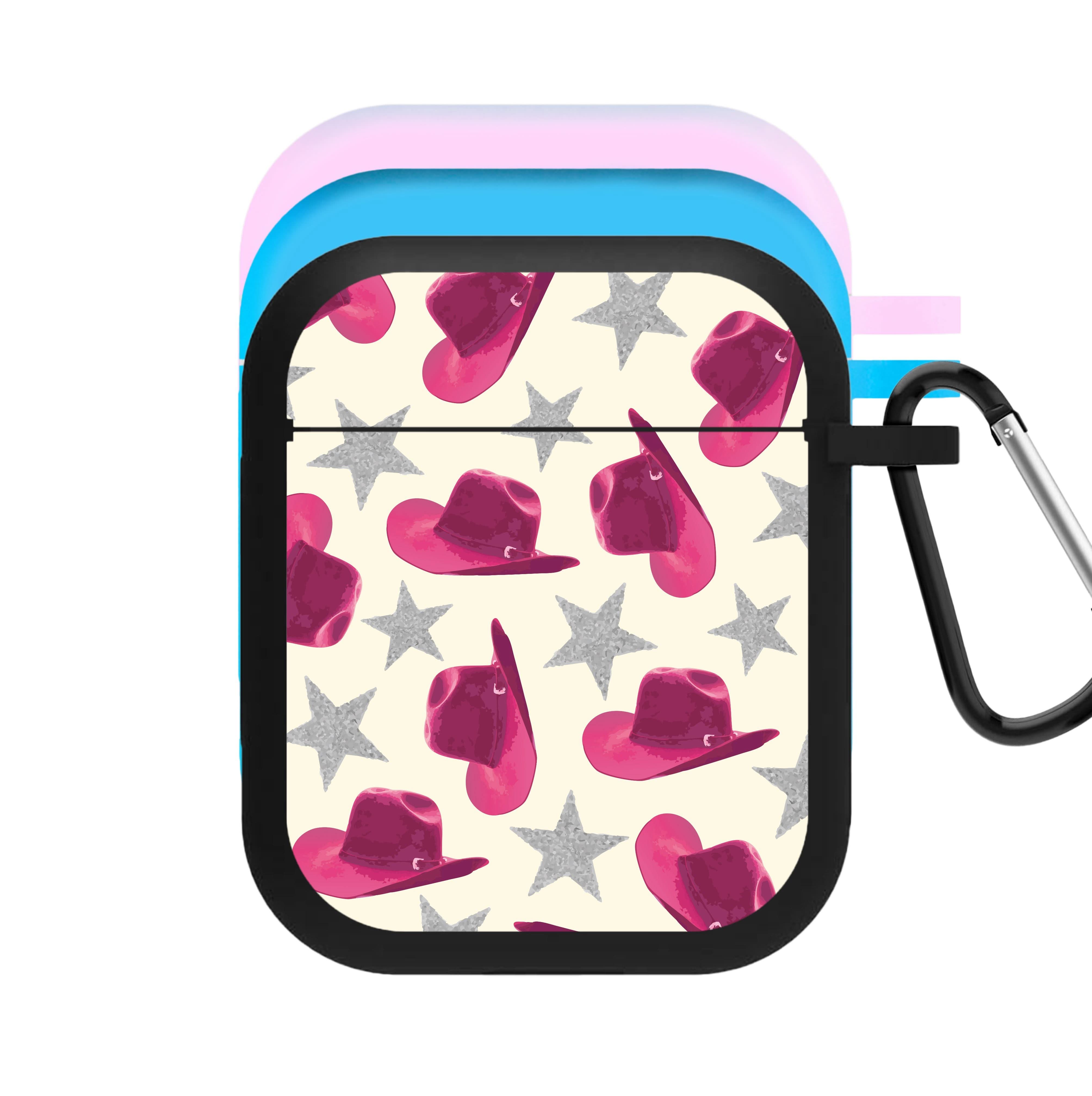 Pink Cowboy Hats And Stars Pattern AirPods Case