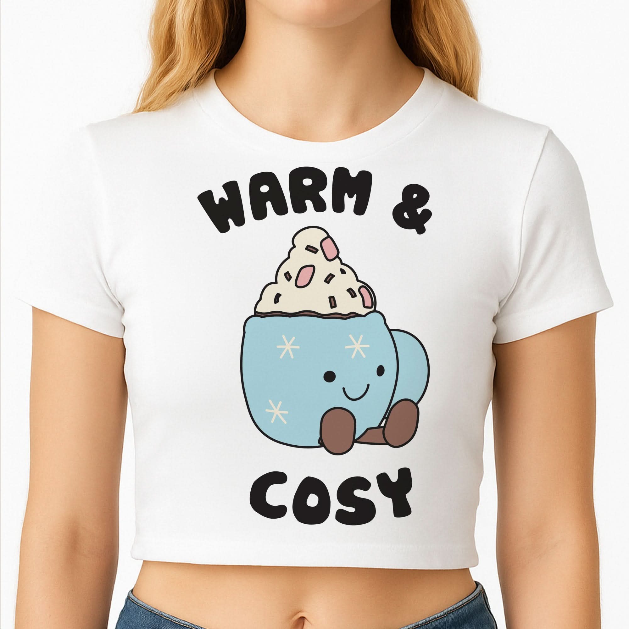 Hot Cocoa Plush Quote Crop Top