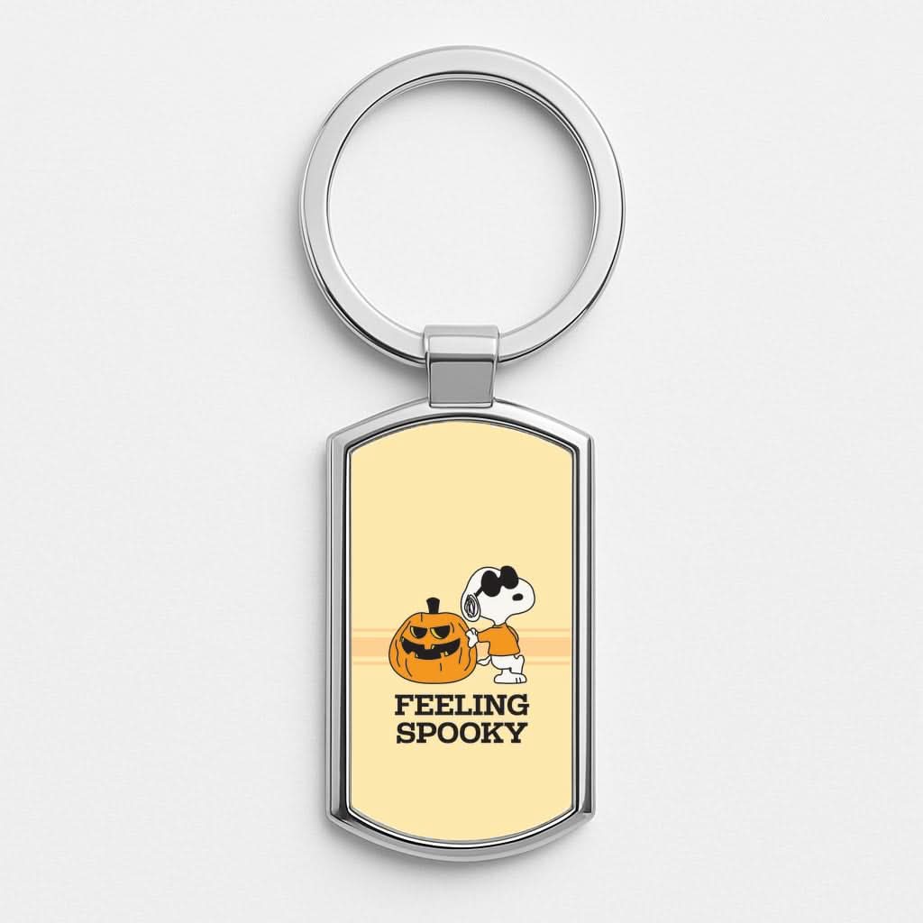 Feeling Spooky Cartoon Beagle Silver Metal Keyring