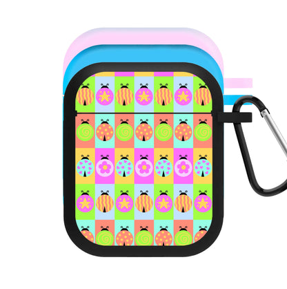 Cartoon Ladybugs Colourful Pattern AirPods Case