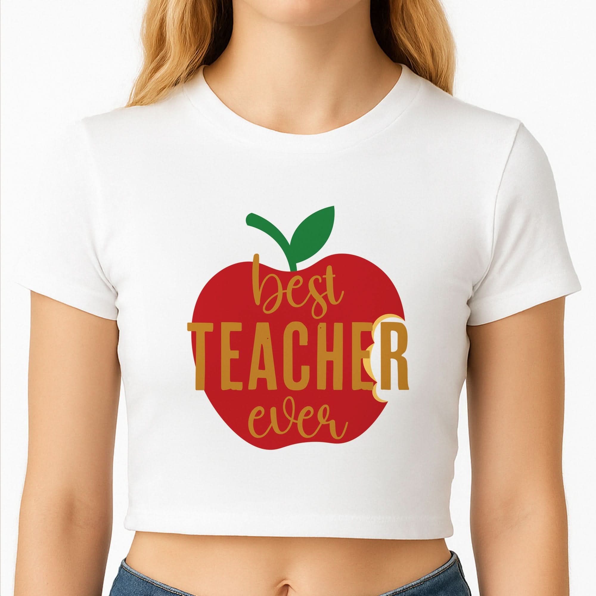 Apple Best Teacher Ever Crop Top