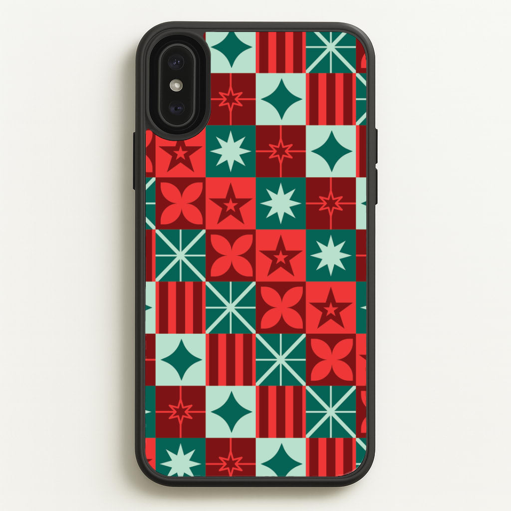 Geometric Square Christmas Pattern iPhone XS Max Case