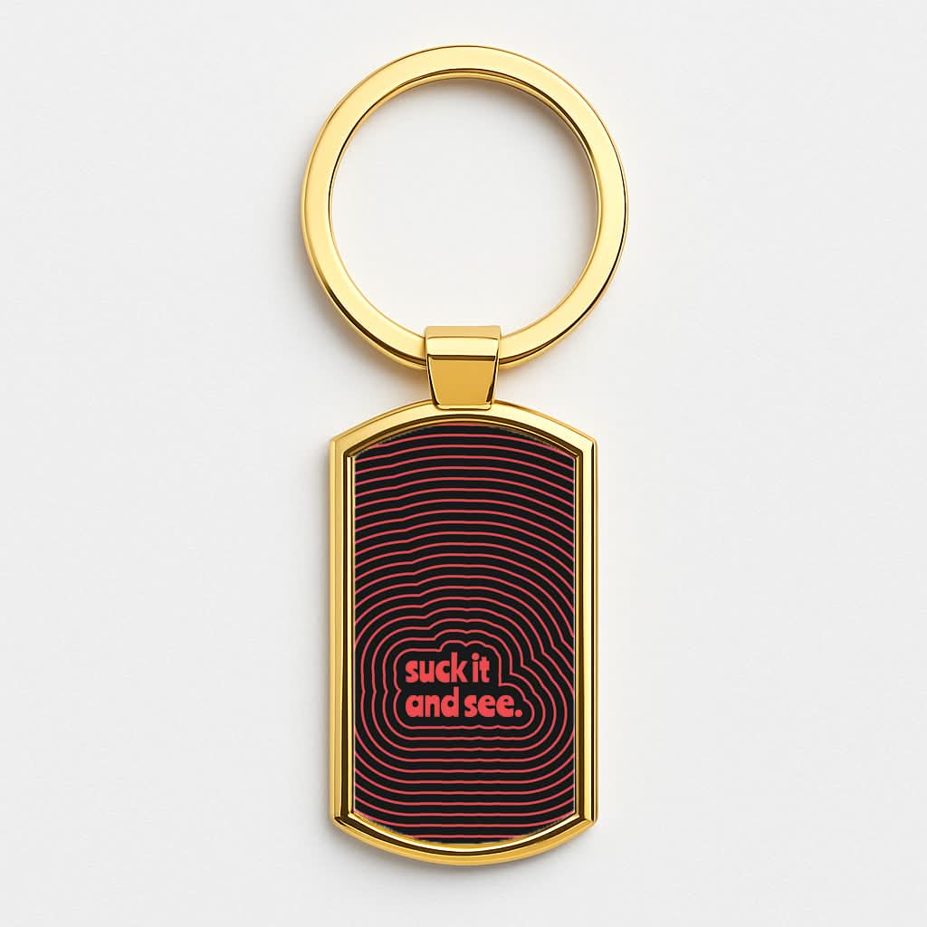Suck It And See Psychedelic Gold Keyring