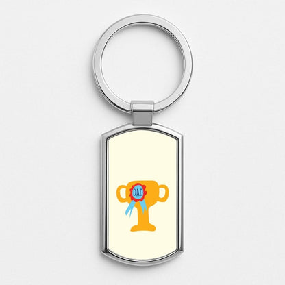 Cartoon Dad Trophy Silver Metal Keyring