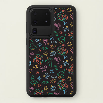 Neon Christmas Icons Pattern I Galaxy S20 Ultra Case