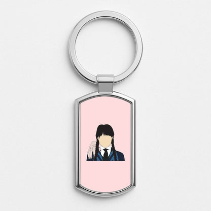 Wednesday And Thing Silver Metal Keyring