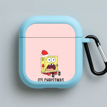 It's Christmas Cartoon Sponge Blue AirPods Case