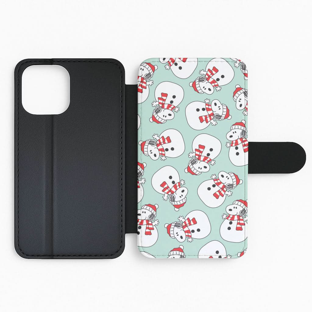 Cartoon Beagle Snowman Pattern Flip Phone Case