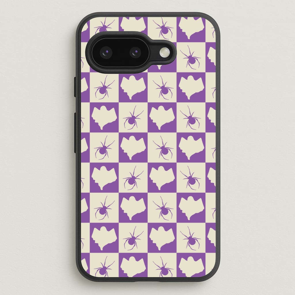 Spiders And Ghosts Checkered Pattern I Google Pixel 9a Case