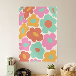 Abstract Trippy Retro Flowers Poster