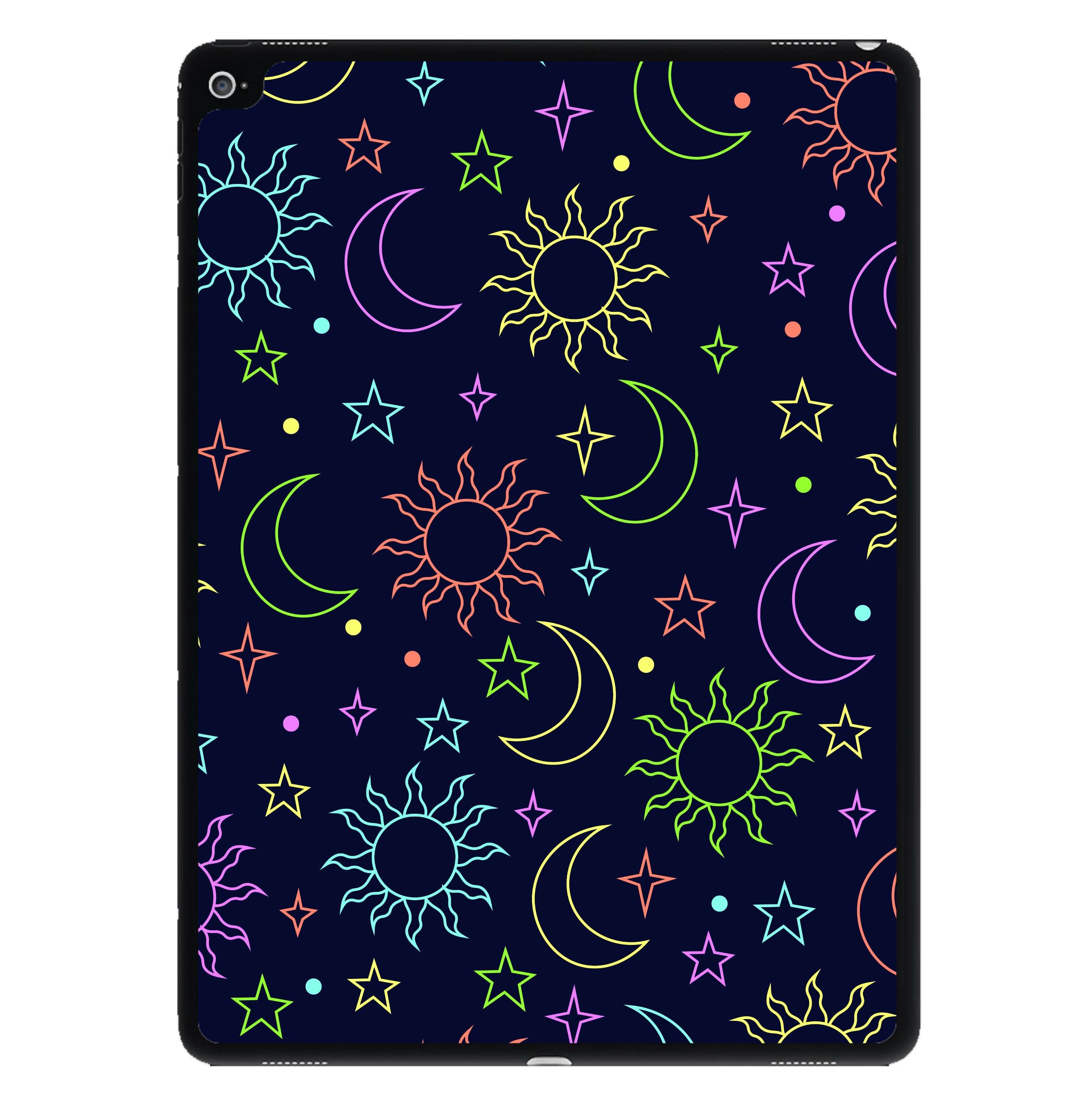 Sun, Moon And Stars Pattern Rainbow iPad Case