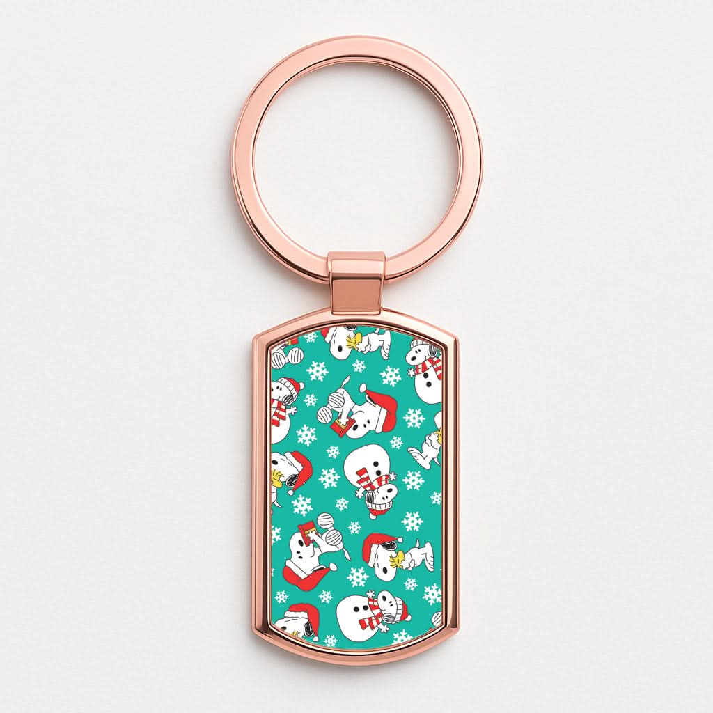 Christmas Cartoon Beagle Pattern Rose Gold Keyring