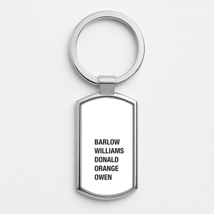 Take Band Members Names Silver Metal Keyring