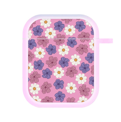 Pink, Purple And White Flowers - Floral Patterns AirPods Case