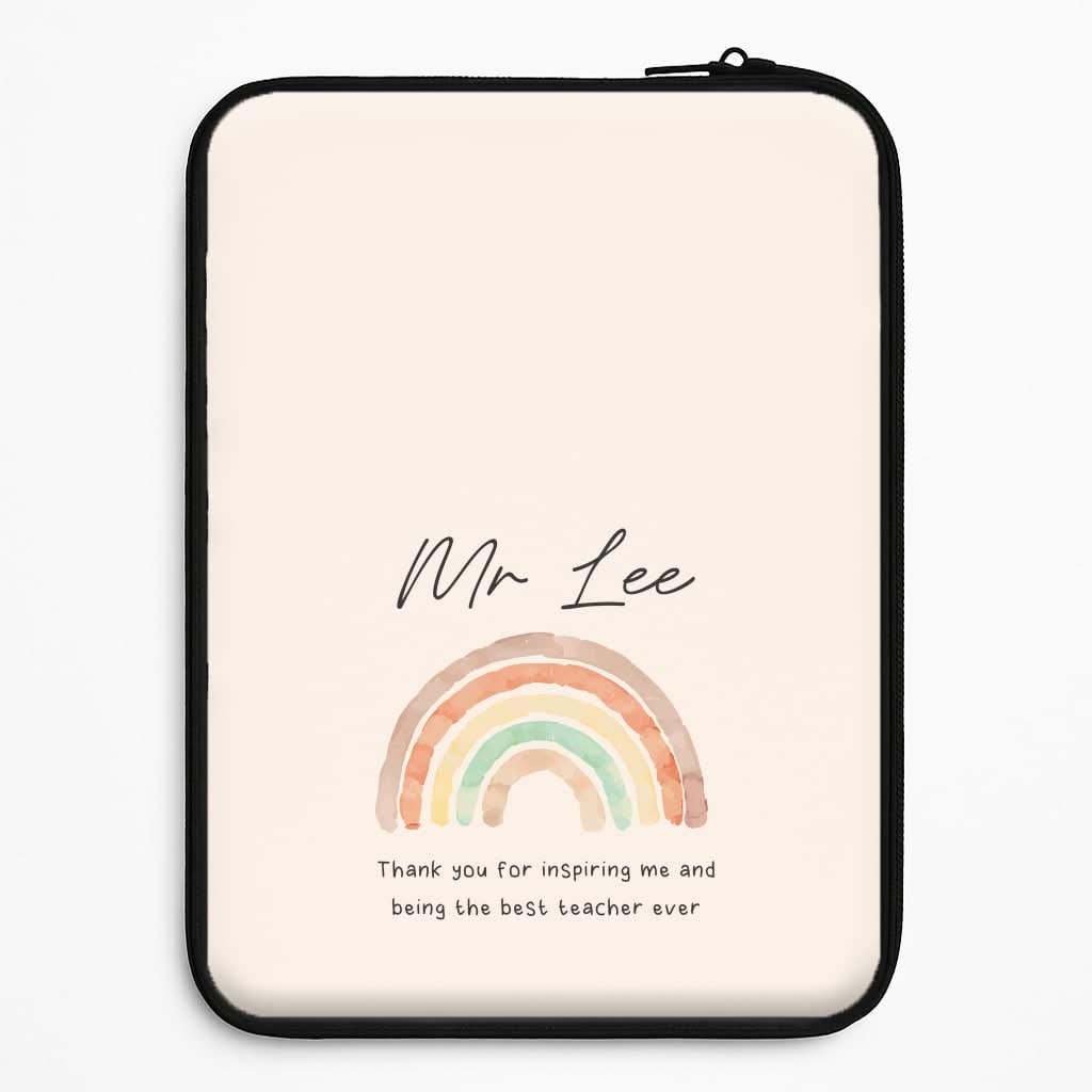 Beige Personalised Teacher Rainbow  Laptop Sleeve