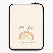 Beige Personalised Teacher Rainbow  Laptop Sleeve 1