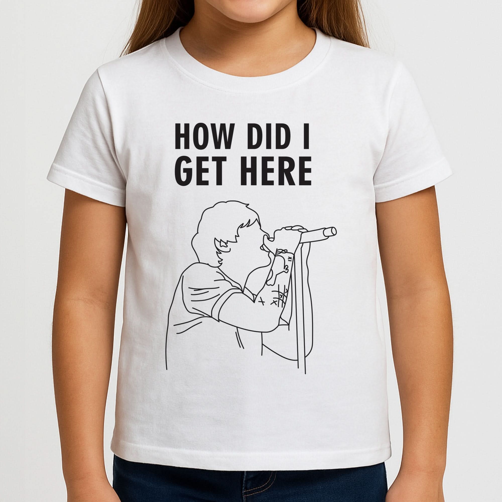 How Did I Get Here Outline Girls T-Shirt