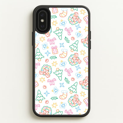Neon Christmas Icons Pattern II iPhone XS Max Case