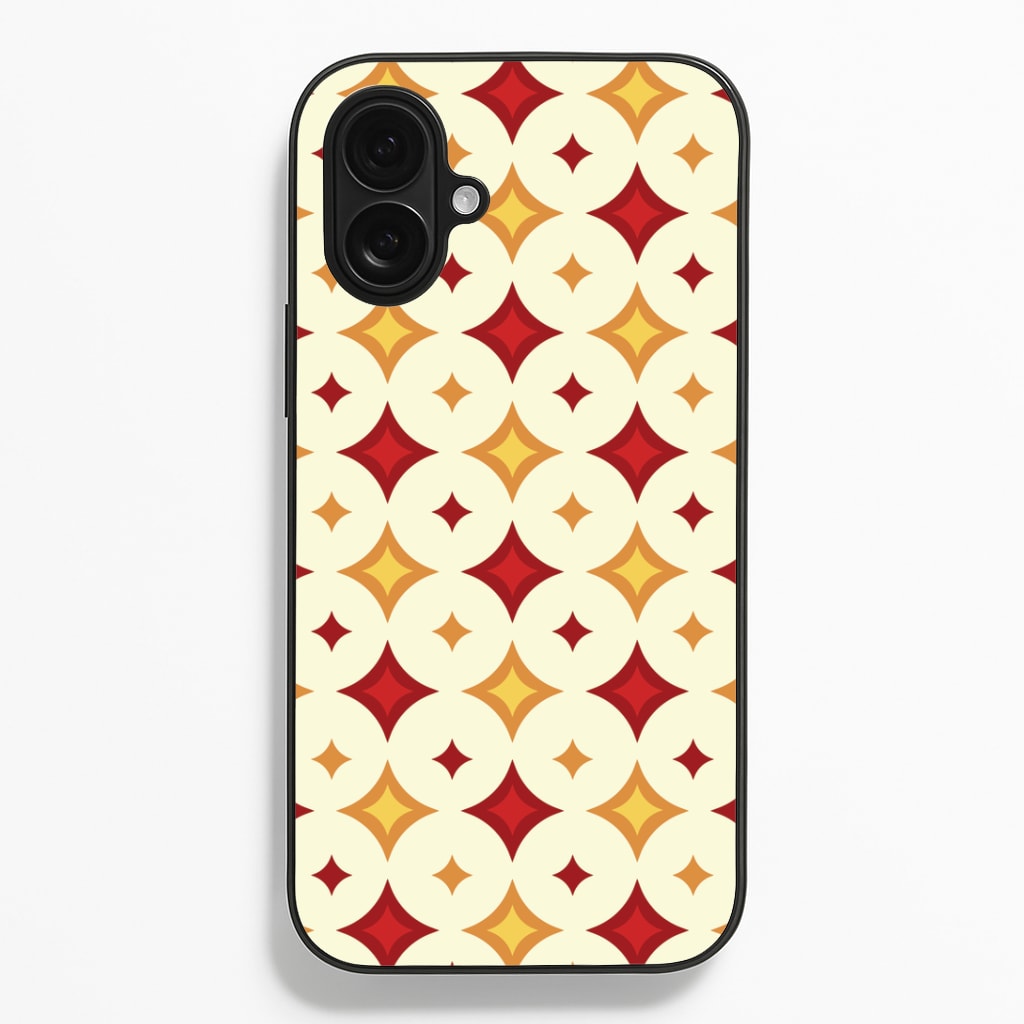 Geometric Christmas Stars Pattern iPhone 16 Plus Case