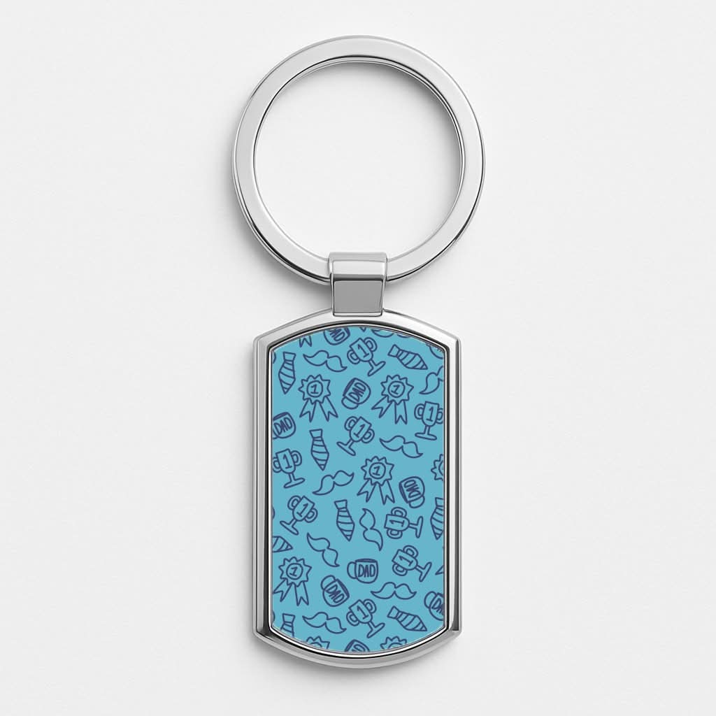 Dad Doodles Pattern Silver Metal Keyring