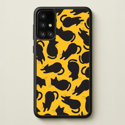 Black Cat Silhouettes Pattern Galaxy A71 Case