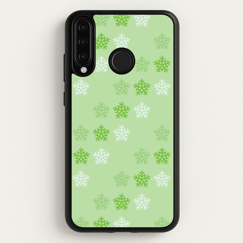 Green Slowflakes Christmas Pattern Huawei P30 Lite Case