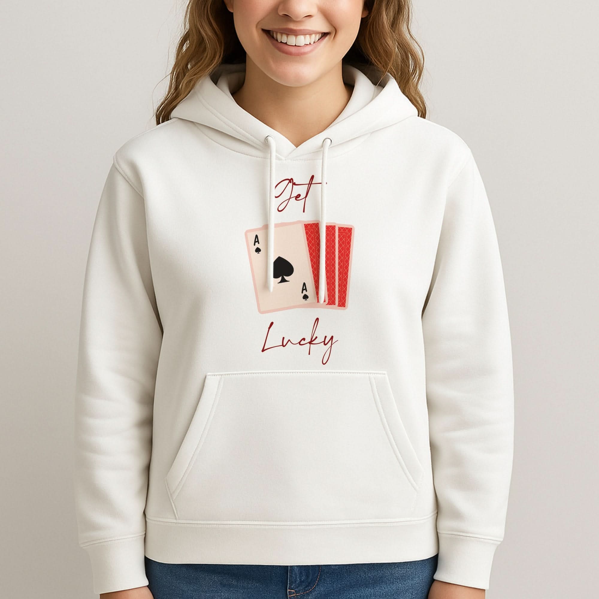 Get Lucky Set Of Cards Womans Hooded Sweatshirt